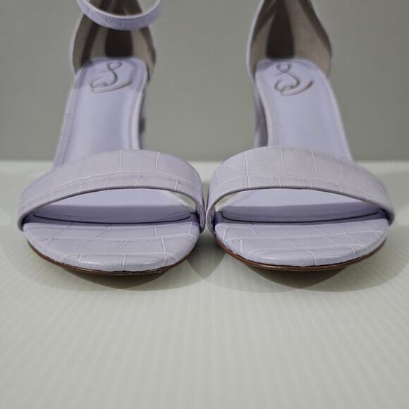 NEW Sam Edelman Yaro Block Heel Sandal Lilac Croc Embossed Leather Size 9.5 - Picture 6 of 13